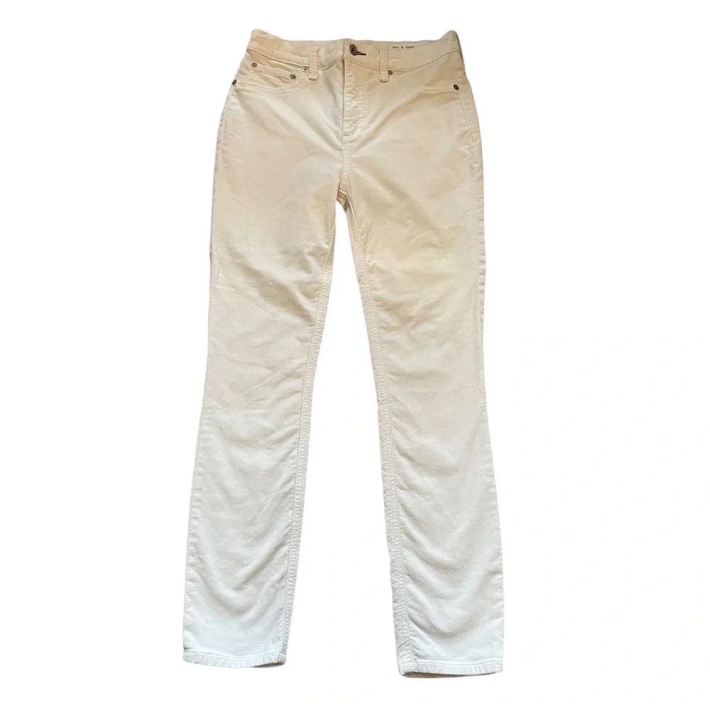 Rag & Bone High Rise Skinny Velvet Pants - Antique White - Picture 3 of 12